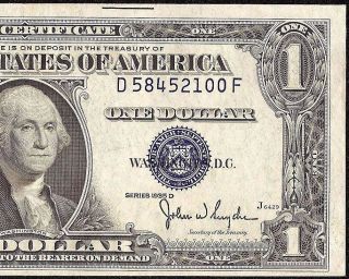 1935 D $1 Dollar Bill Silver Certificate Blue Seal Paper Money Crisp Au Currency photo