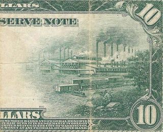 Large 1914 $10 Dollar Bill Federal Reserve Note Old Paper Money Currency Fr 930 photo