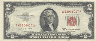 1953 B $2.  00 United States Note Red Seal photo