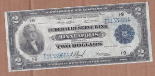 1918 $2 Federal Reserve Bank Note - - Minneapolis,  Minnesota - - Fine+,  Fr 772 photo