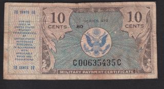 Military Payment Certificate 10 Cents Series 472 Note Mpc 1948 M16 Vg photo