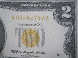 1963 $2 Red Seal Uncirculated Us Note $2.  00 Bill Yellow Seal Us $2 Legal Tender photo