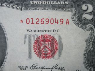 Series 1953 $2 Two Dollar Star Note Red Seal $2 Legal Tender Us Deuce Cash Money photo