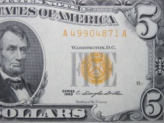 United States 1963 $5 Red Seal Five Dollar Legal Tender Yellow Seal photo