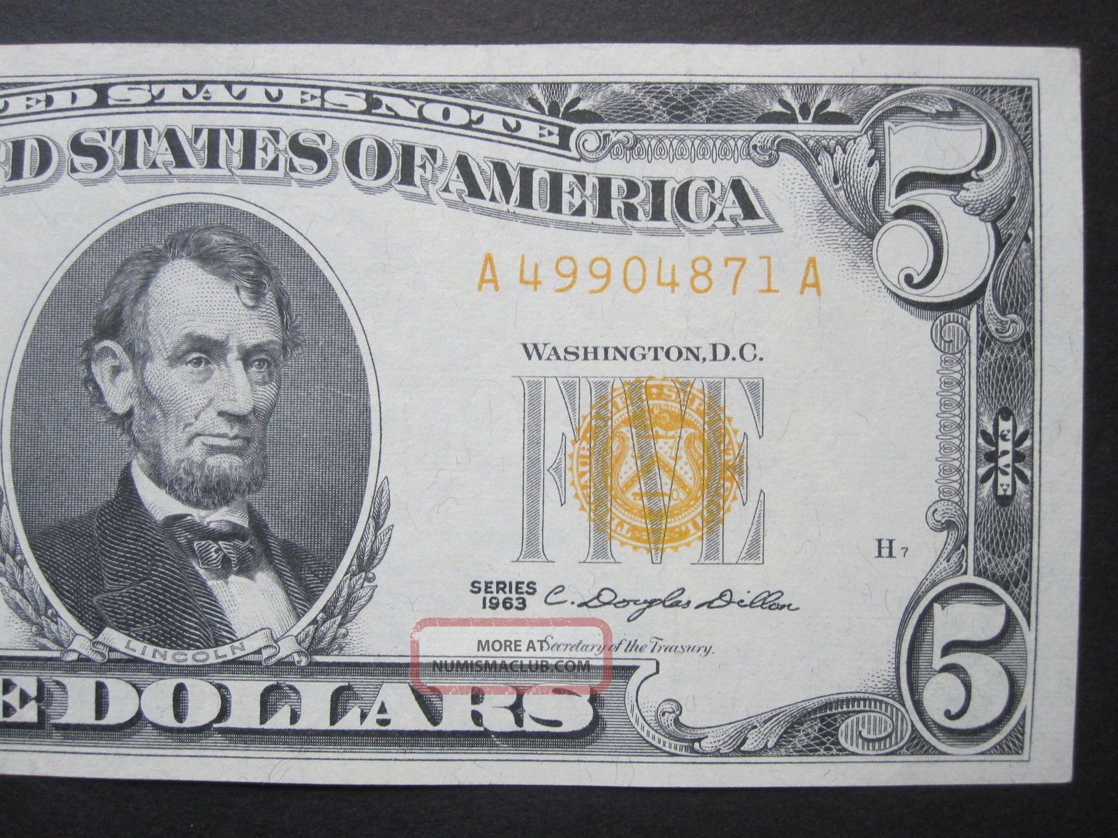 thumbnail image 2 of 1953 Or 1963 $5 Red Seal Note - Old US Bill Certificate - Circulated Condition (Random Year) 2 of 6