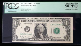 1969 - A $1 Error Federal Reserve Note 58 Ppq photo