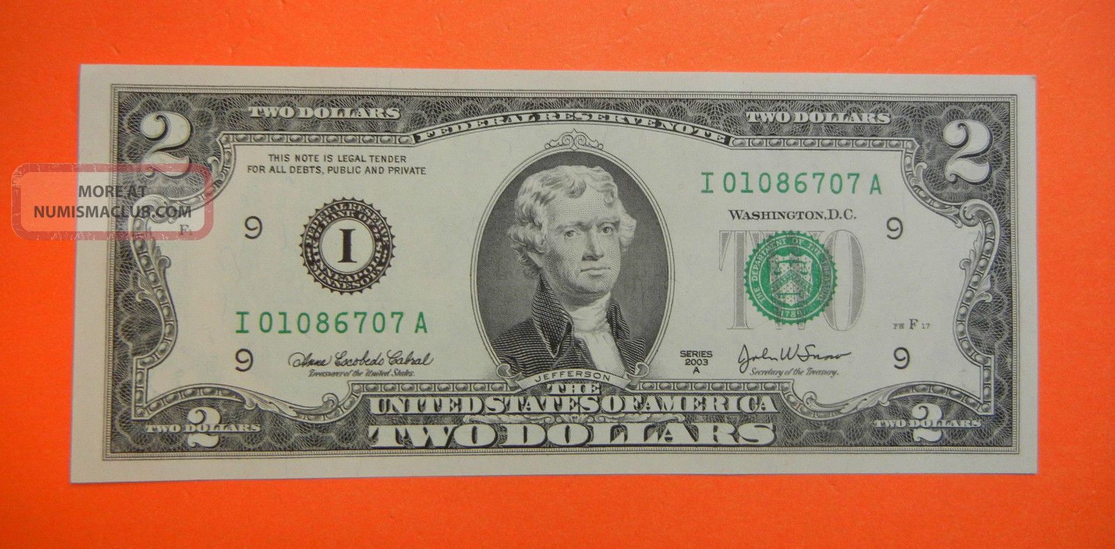 2 Dollars 2003 Uncirculated Banknote United States 2-dollars-2003-uncirculated-banknote-united-states