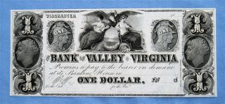 Remainder Bank Valley Virginia Crisp Uncirculated $1 Note photo