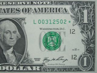 Gem Cu 2006 $1 Star Note Low 00 Replacement Us Collectible Currency Paper Money photo