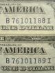 Uncirculated 1935e $1 Silver Certificate Consecutive Blue Seal Dollar Bi Block Small Size Notes photo 1