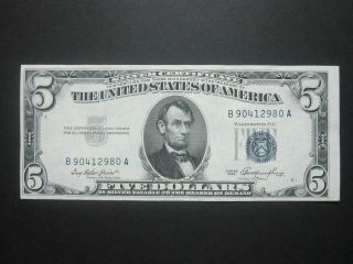 Ch Cu 1953 $5 Silver Certificate Us Blue Seal B - A Block Collectible Paper Money photo