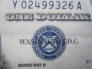 Vintage 1957b $1 Silver Certificate Y - A Block Scarce Us Blue Seal Old Money photo