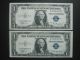 Uncirculated 1935 $1 Silver Certificate Consecutive Ad Block Us Old Paper Money Small Size Notes photo 1