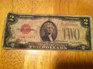 Circulated Us 1928 D $2 Two Dollar Bill Red Seal photo