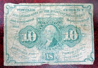 1862 Us 10 Cent Fractional Currency 1st Issue Vg photo