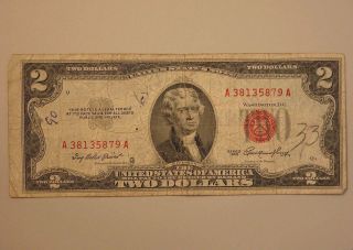 1953 Two Dollar Bill - Red Seal - Vf $2 Dollar Bill photo