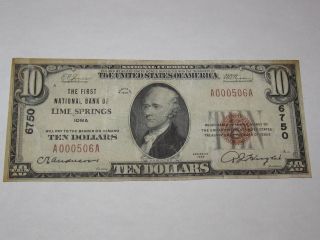 $10 1929 Lime Springs Iowa Ia National Currency Bank Note Bill Ch.  6750 Fine photo