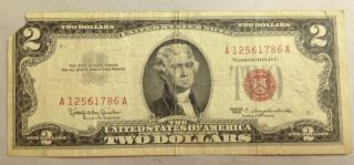 1963 $2 Bill,  Red Seal,  Two Dollars,  Jefferson photo