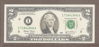 2003 - $2.  00 Unc Green Seal Birth Year 1948 Note photo