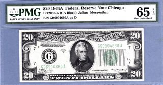 $20 1934a Federal Reserve Note Gem Uncir Pmg 65 Epq photo