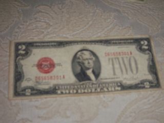 Old Paper Money 1928 F Two Dollar Red Seal Excelente Fine. photo