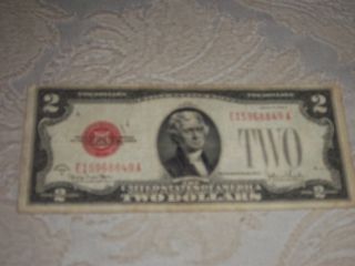 Old Paper Money 1928 G Two Dollar Red Seal. photo