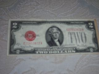 Old Paper Money 1928 Two Dollar Red Seal. photo