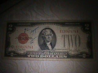 Old Paper Money - - - 1928 Two Dollars Bill Circulate photo