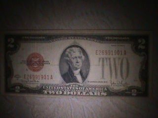 Old Paper Money - - 1928 - G Two Dollar Red Seal. photo