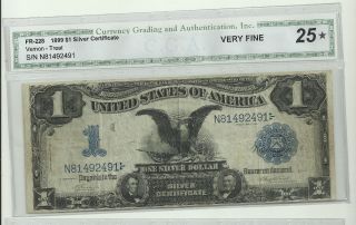 1899 $1 Silver Certificate Black Eagle Vernon - Teat Vf S/n N81492491 Fr - 228 C.  G.  A photo