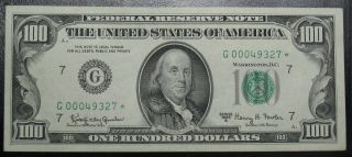 1963 A One Hundred Dollar Federal Res Star Note Chicago Grade Gem Cu 9327 Pm5 photo