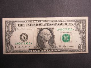 2009 $1 Frn Star Low Serial Number A 00071910 photo