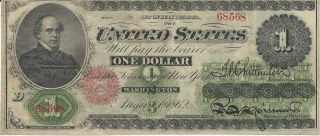 1862 $1 Large U.  S.  Legal Tender Note 