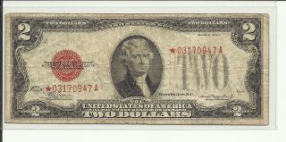 $2.  1928d Red Seal Star.  03170947a.  86 Year Old Note G. photo
