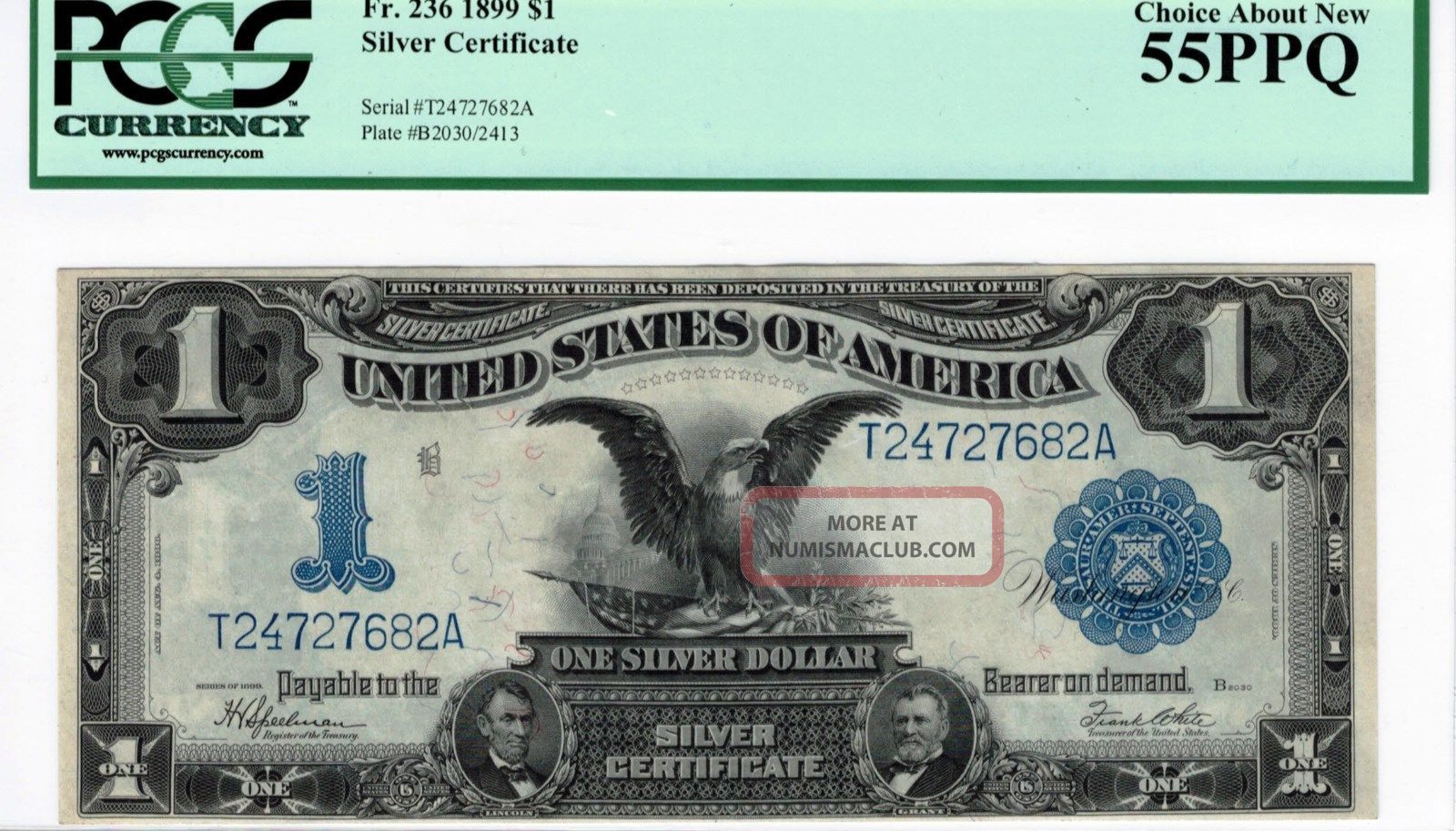 1899 $1 Fr 236 Black Eagle Silver Certificate 55ppq Choice About