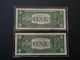 2 Uncirculated 1957 A Series 1$ Silver Certificates From The Same Block Small Size Notes photo 1