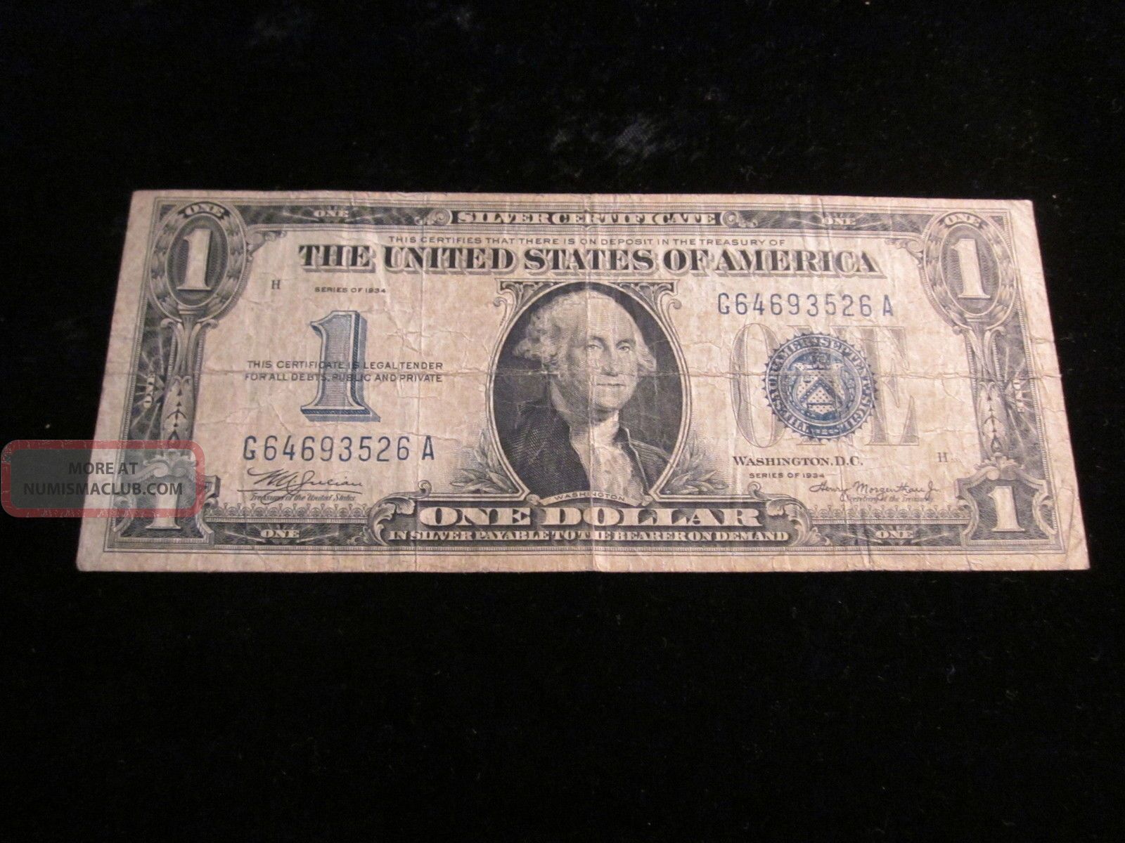 1934 $1 Silver Certificate G64693526a