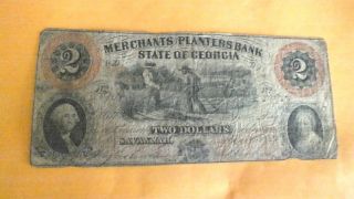 Scarce 1857 $2 The Merchants And Planters Bank - Savannah,  Georgia photo