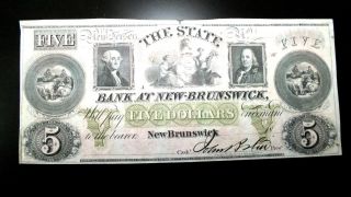 Scarce $5 Note Bank At Brunswick Jersey Not Dated 1800 