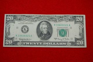1963 A Series $20 Twenty Dollar Bill,  Federal Reserve Note Dallas,  Texas photo
