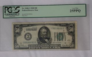 1928 $50 Fifty Dollar Bill Federal Reserve Note Philadelphia 3 Fr.  2100c Vf25 photo