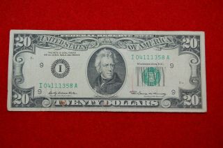 1969 Series $20 Dollar Bill Series Minneapolis Twenty Federal Reserve Note photo