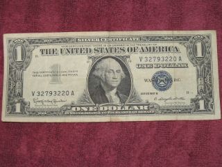 1957 - B $1 Silver Certificate V/a Block U Grade It Usa photo