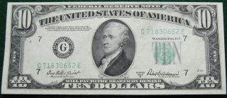 1950 B Ten Dollar Federal Reserve Note Grading Au Chicago 0652e Pm8 photo