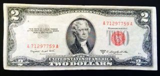 1953b Two Dollars Red Seal Legal Tender S/n A 71297759 A photo