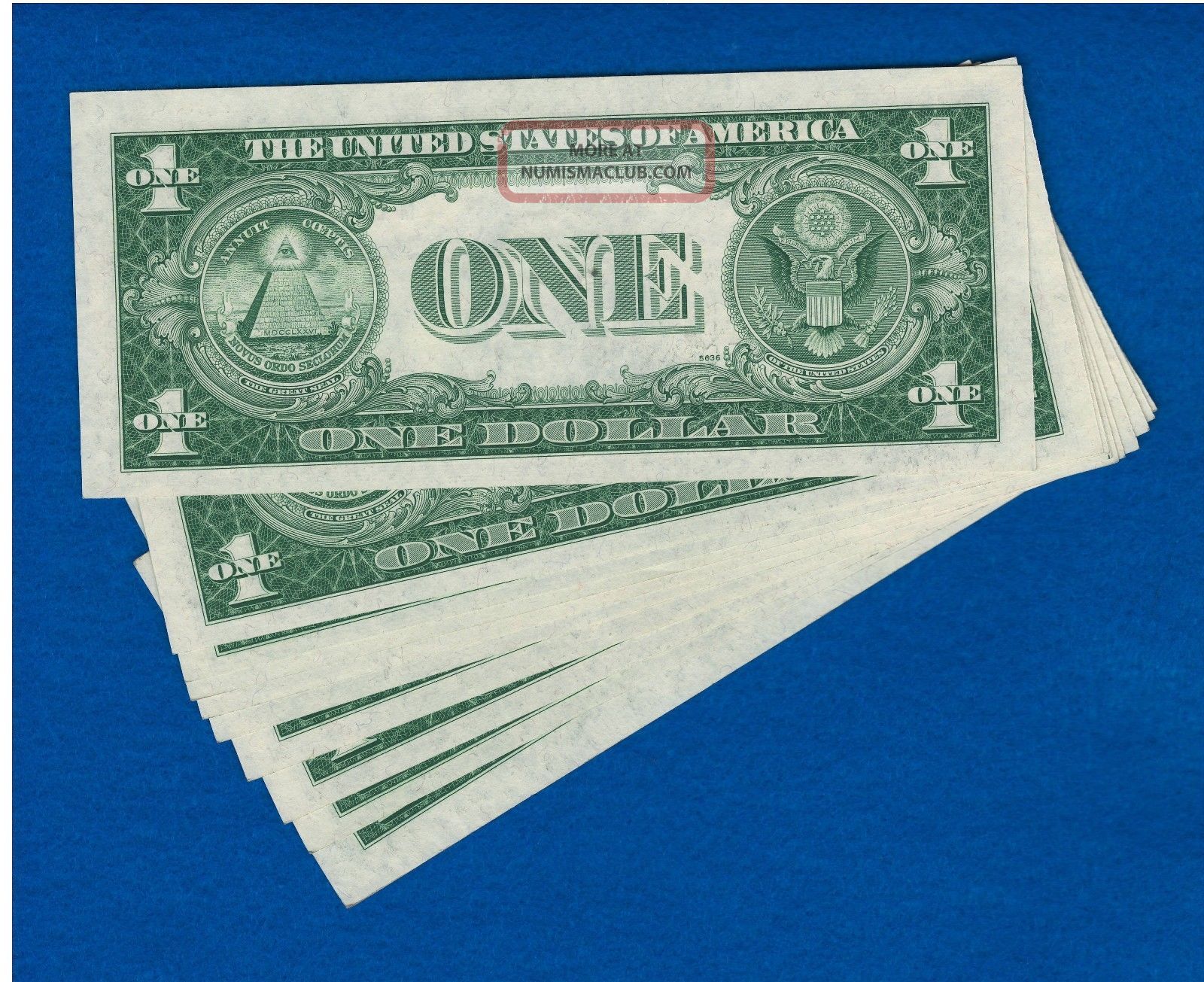 10 1935 D Consecutive Uncirculated One Dollar Silver Certificates