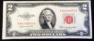 1953 B Two Dollar Red Seal Legal Tender S/n A 64324872 A photo
