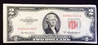 1953 A Two Dollar Red Seal Legal Tender S/n A 60445392 A photo