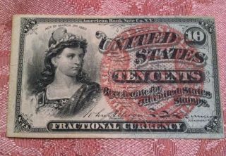 Kl 3331 Cu Fourth Issue 3 - 3 - 1863 Fractional Currency Us 10 Cents York photo