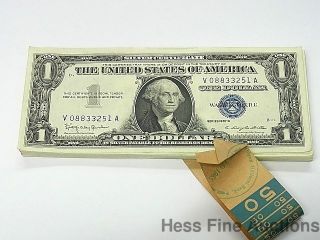1957 B Uncirculated 50 One Dollar Bill Silver Certificate Star Note Fifty Pack photo